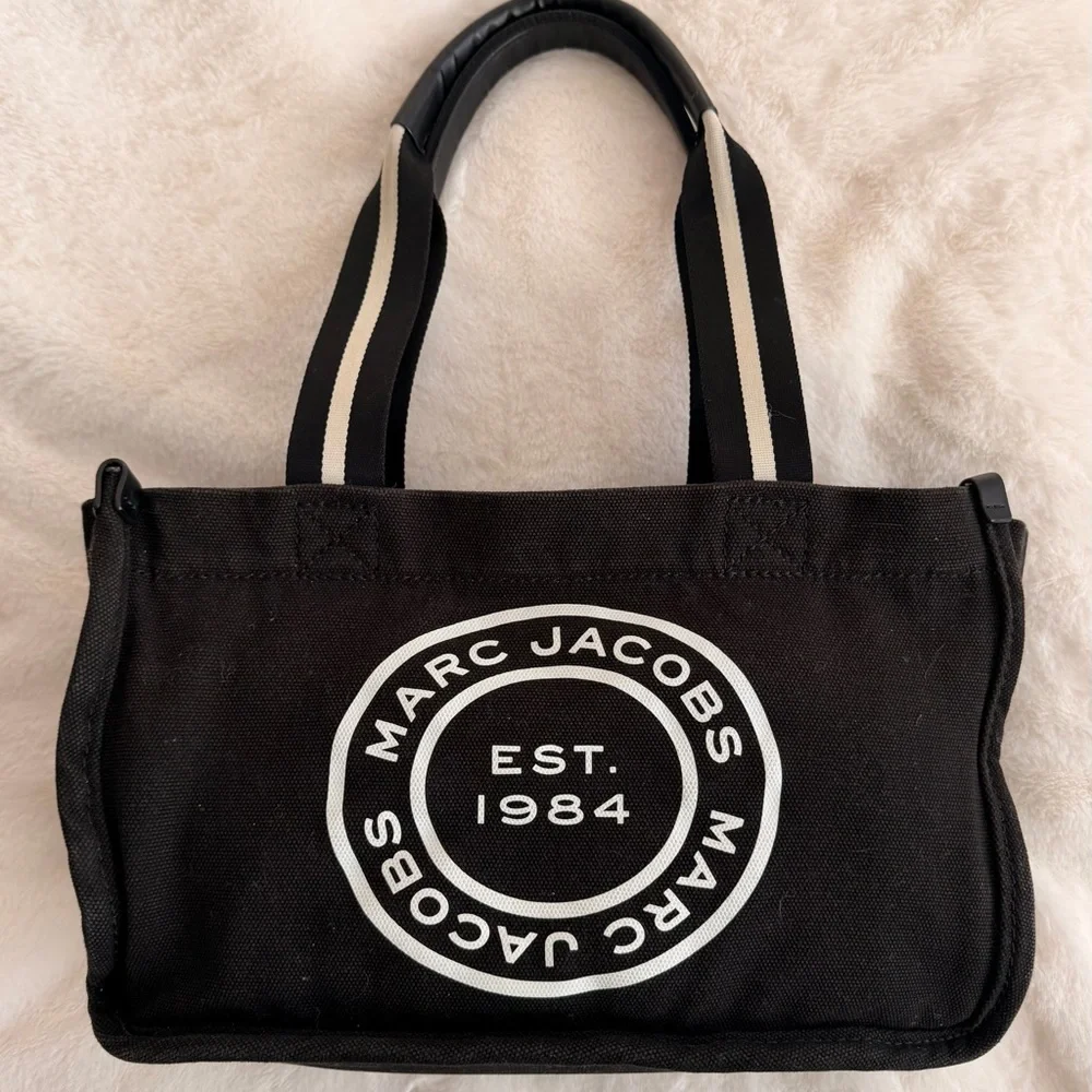Marc Jacobs Black Canvas Tote with White Logo
